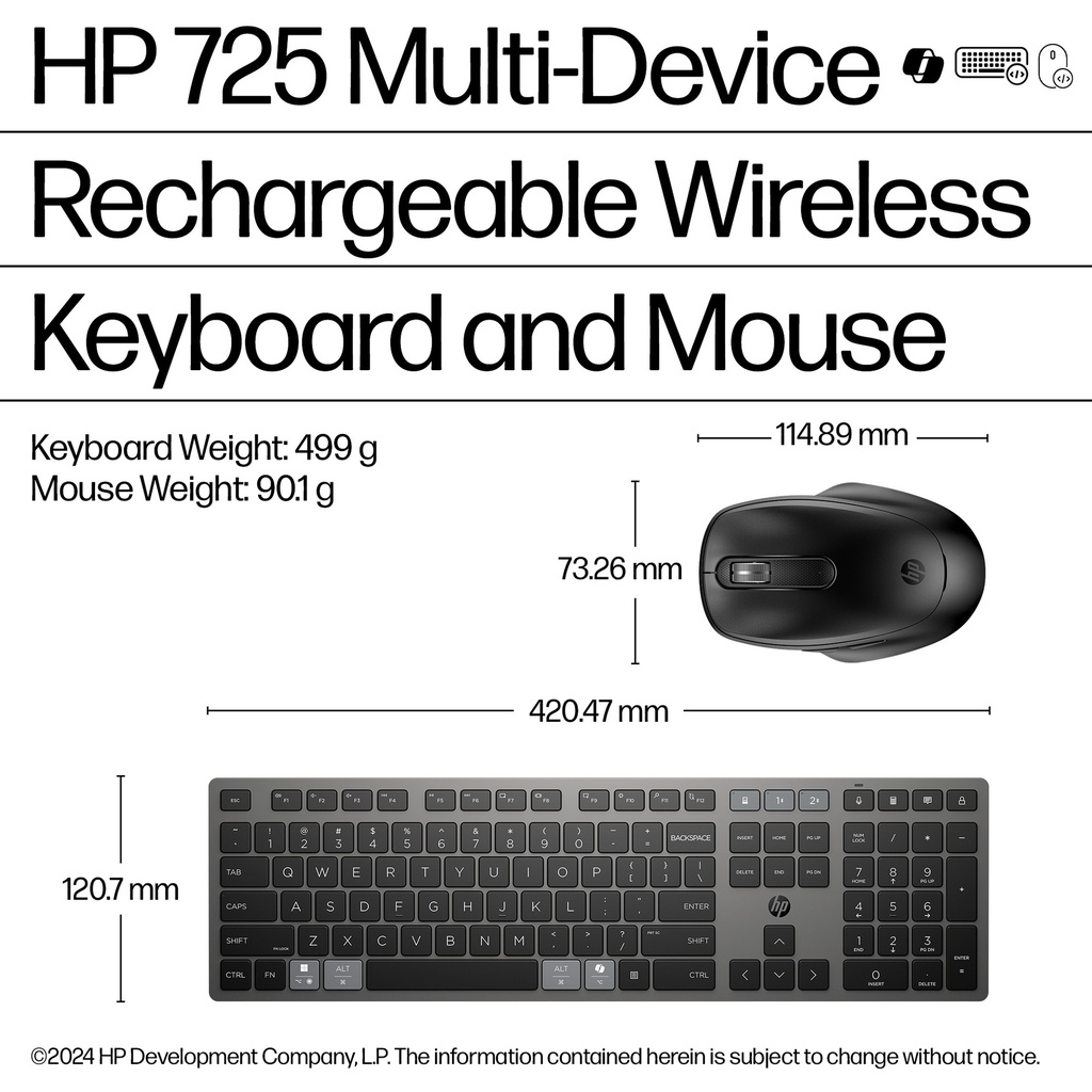 HP 725 þráðlaust BT lyklaborð og mús, íslenskt - image 11 [710dfbe9f6]