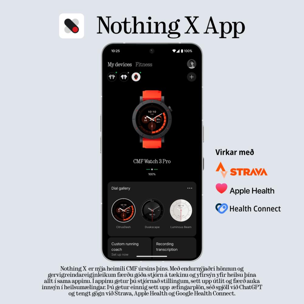 CMF Watch 3 Pro by Nothing snjallúr, Appelsínugult - image 10 [034826b877]
