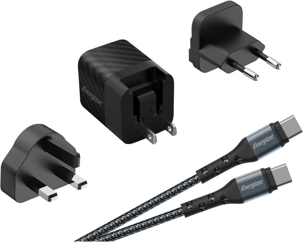 20W Energizer USB-C PD GaN EU/UK/US ferðahleðslutæki með USB-C kapli, svart - image 2 [69fc5eb35a]