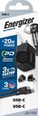 20W Energizer USB-C PD GaN EU/UK/US ferðahleðslutæki með USB-C kapli, svart - image 3 [bcff040813]