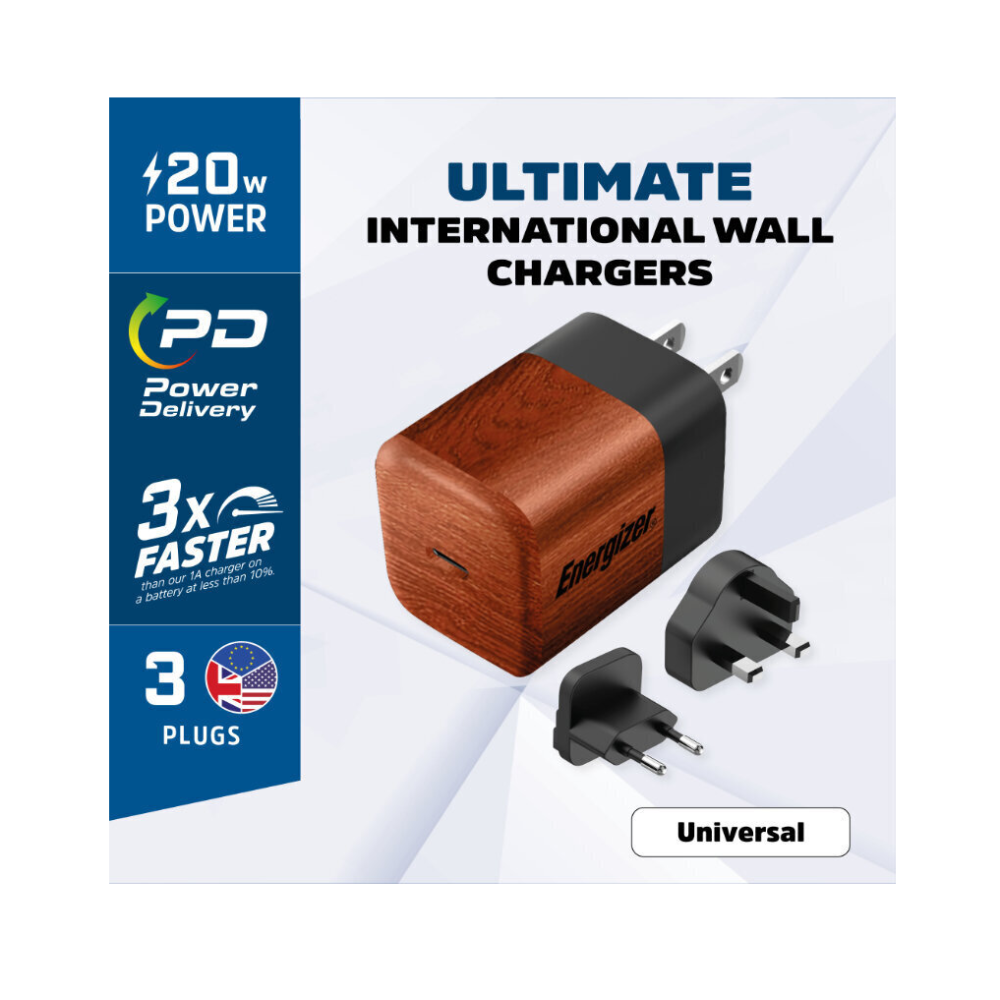 20W Energizer Universal USB-C PD GaN EU/UK/US ferðahleðslutæki, viðarlitað - image 6 [6bcaf9c4e4]