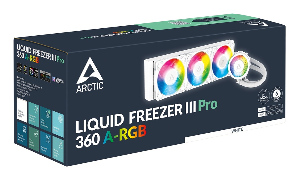 Arctic Liquid Freezer III Pro 360mm A-RGB AIO vatnskæling AMD / Intel, hvít - image 11 [880bbeb498]