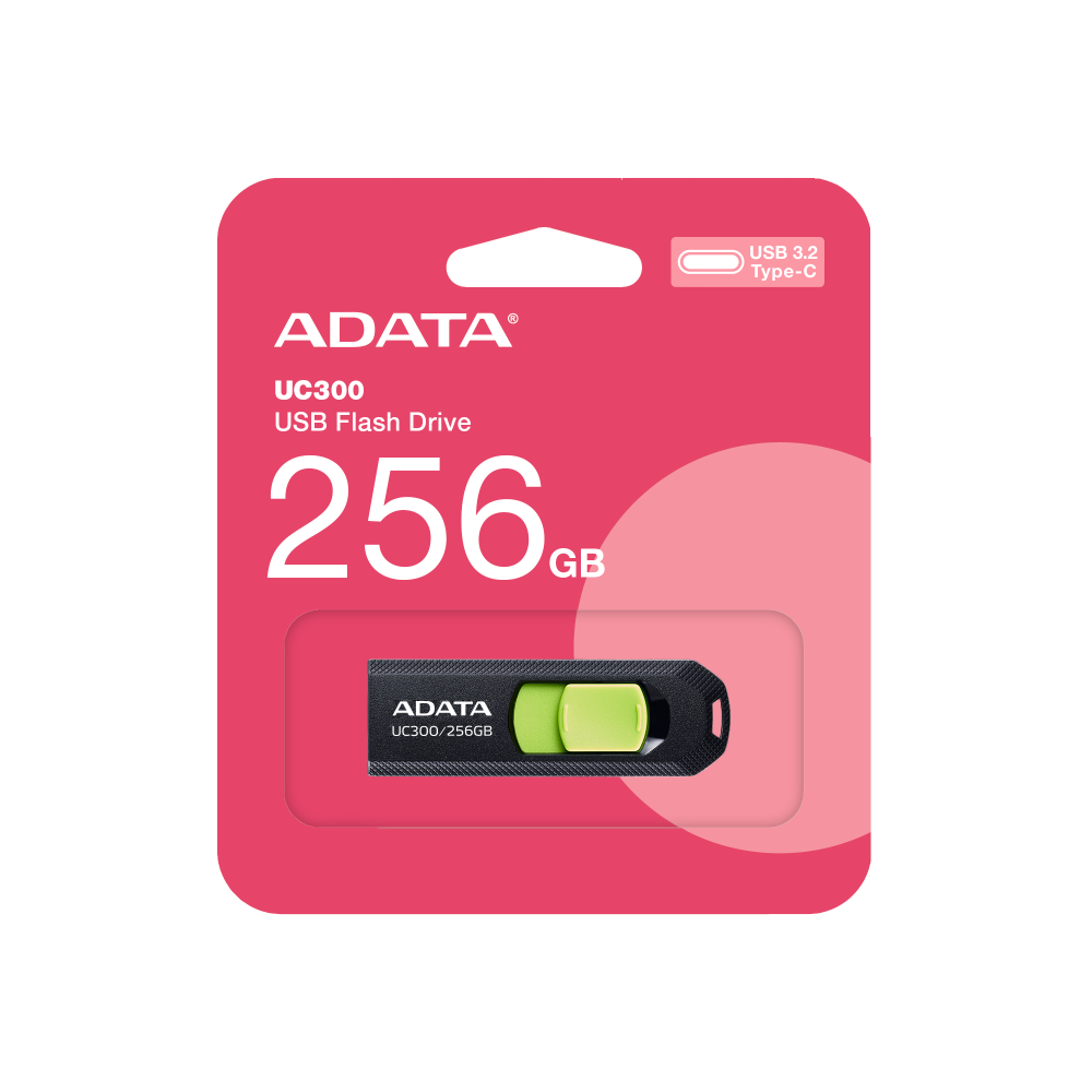 ADATA UC300 256GB USB-C minnislykill, Svartur/Grænn - image 3 [1716bdc1af]