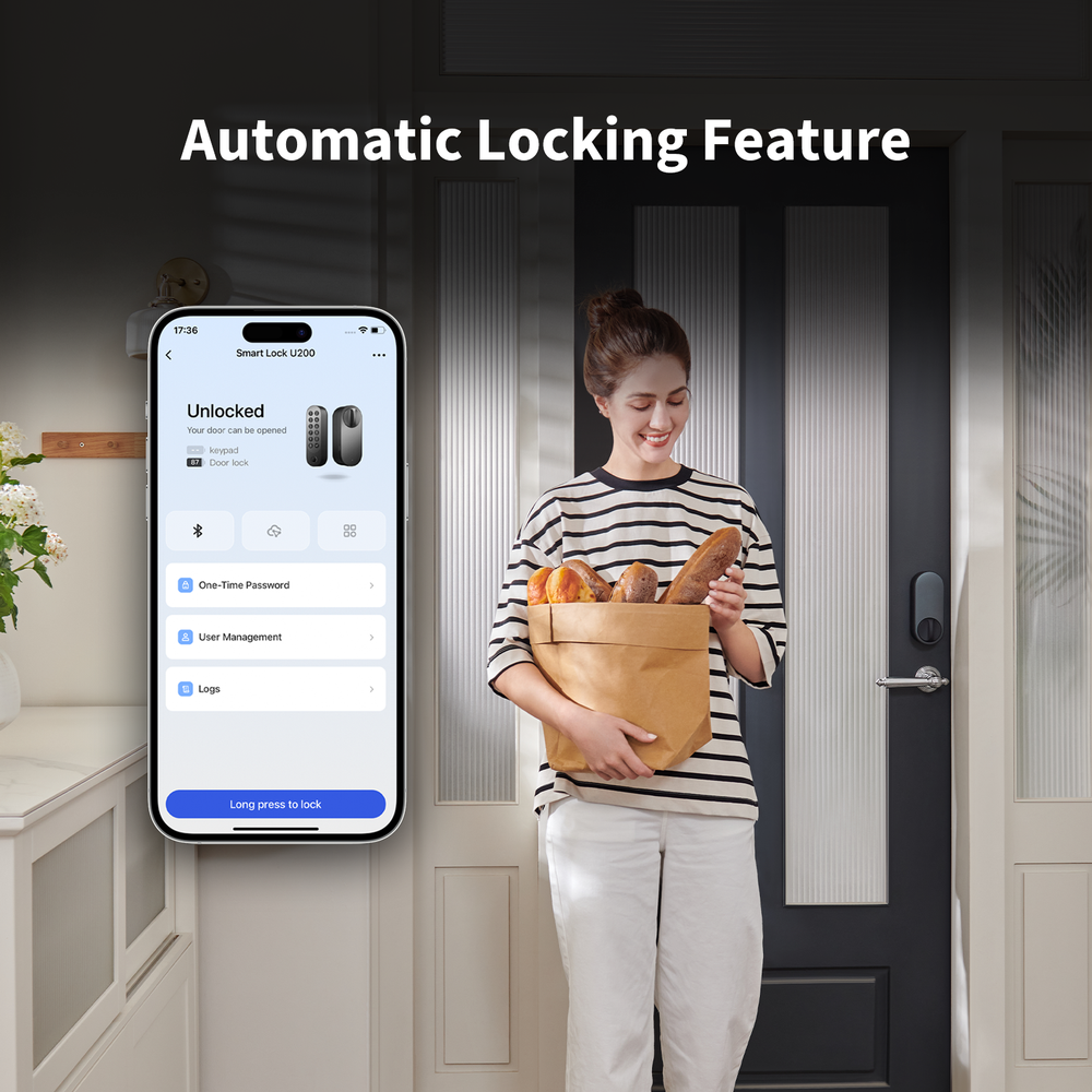 Aqara Smart Lock U200 Kit, Retrofit snjalllás, talnaborð, fingrafaraskanni, NFC lykill, svartur - image 20 [5bbb0aaffe]