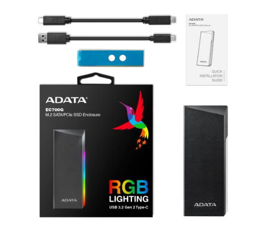 Adata EC700G M.2 NVMe RGB hýsing, USB-C - image 5 [97065faf6c]