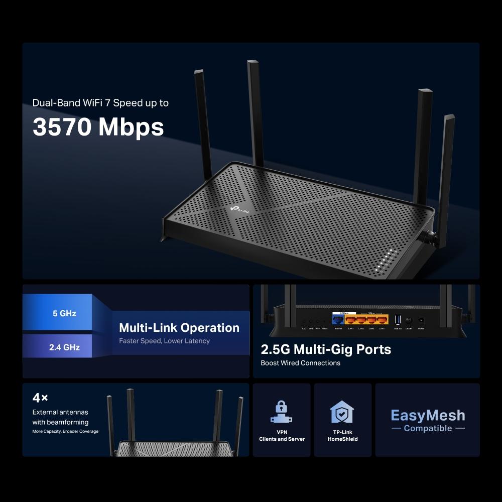 TP-Link Archer BE230 Þráðlaus WiFi 7 Router, BE3600 - image 10 [91dd2b25d1]
