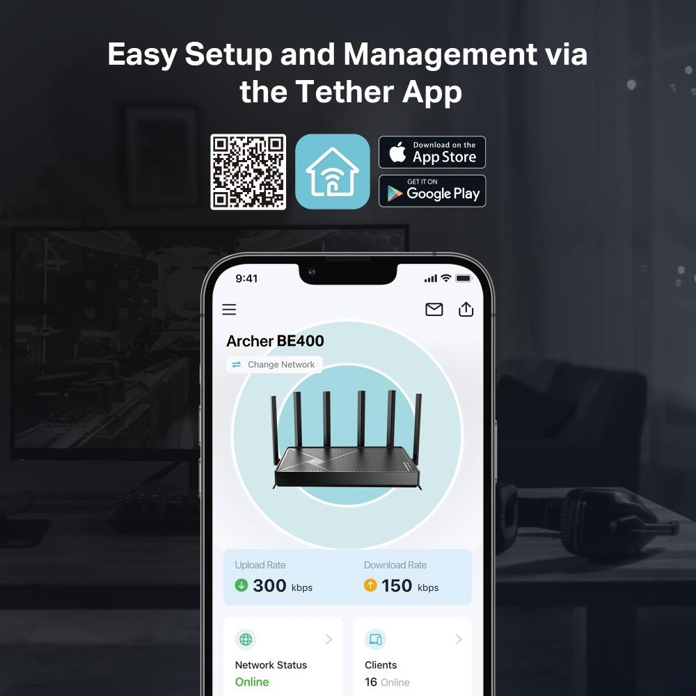 TP-Link Archer BE400 Þráðlaus WiFi 7 Router, BE6500 - image 18 [32d33be5cf]