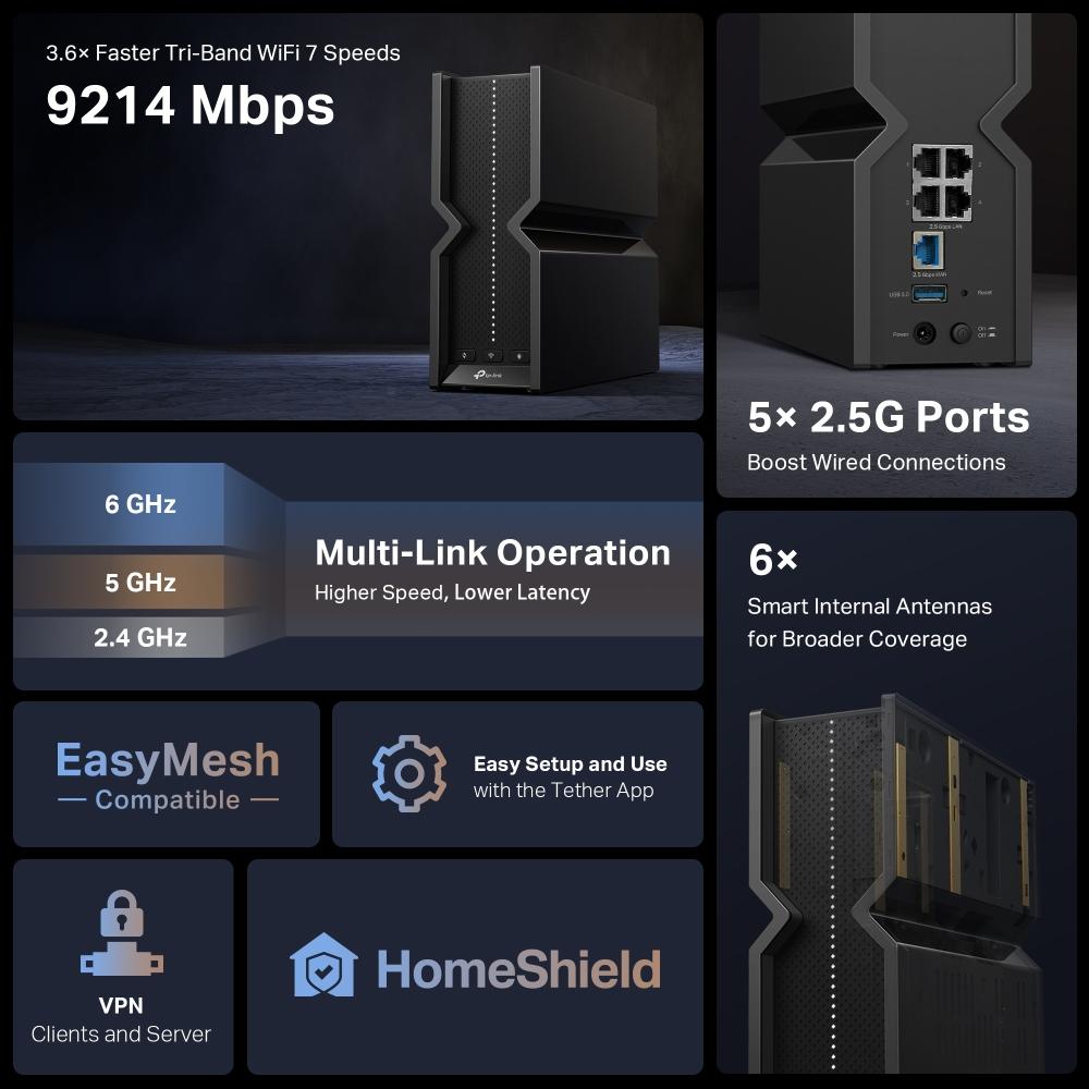 TP-Link Archer BE550 Þráðlaus WiFi 7 Router, BE9200 - image 12 [e58d72ffc0]