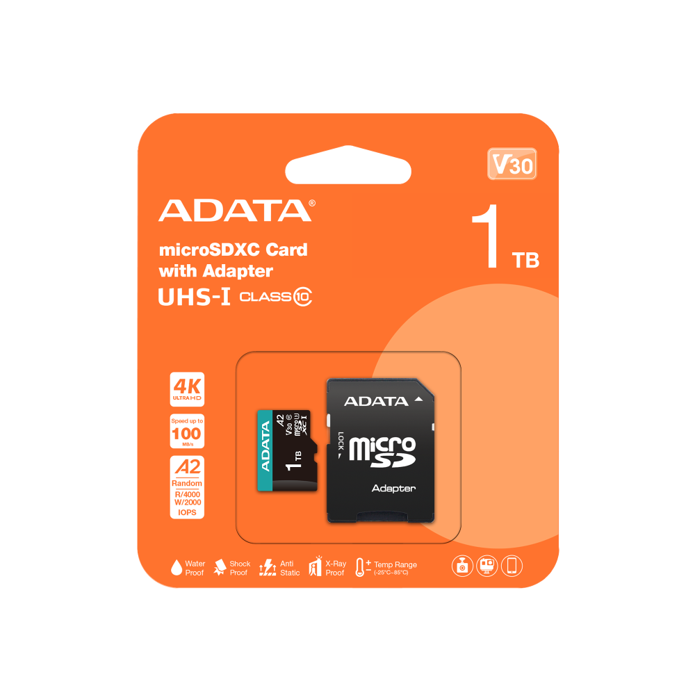 ADATA MicroSD 1TB class 10 UHS-1 U3 háhraða minniskort m/SD-breytistykki - image 3 [caf9f7d1f2]