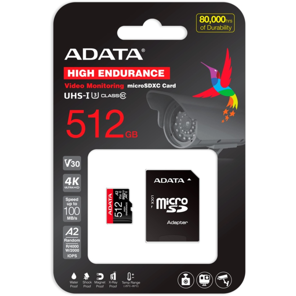 ADATA MicroSD 512GB class 10 UHS-1 U3 High Endurance háhraða minniskort m/SD-breytistykki - image 5 [fd723a9a27]