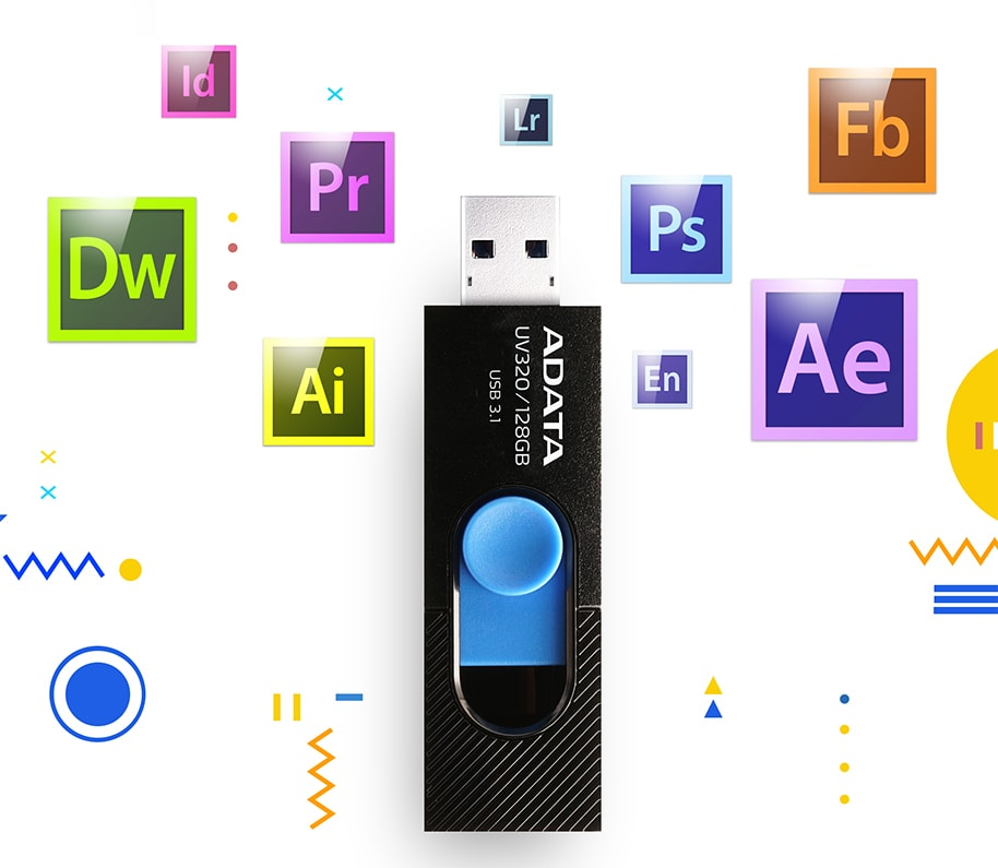 ADATA UV320 128GB USB minnislykill, Svartur/blár - image 7 [da871e1c9d]