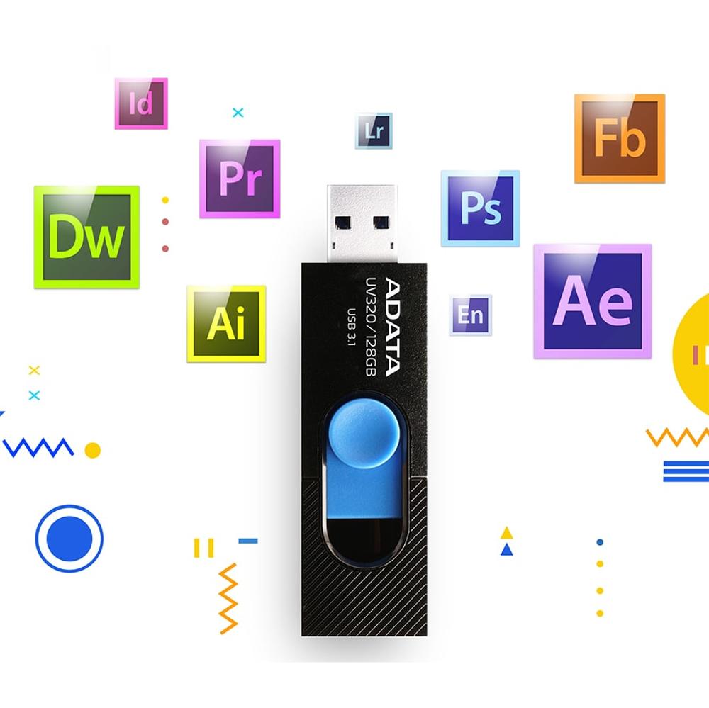ADATA UV320 128GB USB minnislykill, Svartur/blár - image 8 [2b76a8bae4]