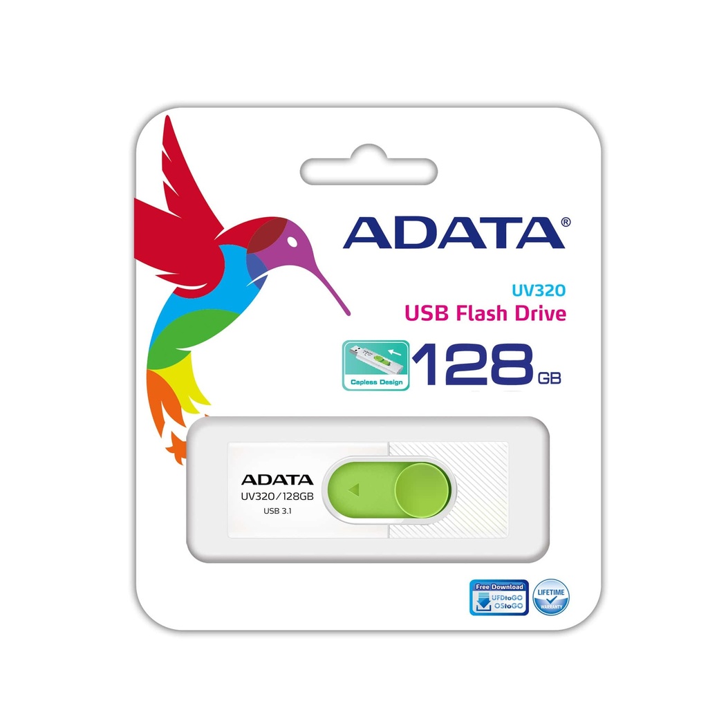 ADATA UV320 128GB USB minnislykill, Hvítur/grænn - image 5 [6dd0aa8a50]