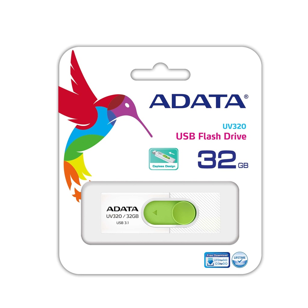 ADATA UV320 32GB USB minnislykill, Hvítur/græn - image 5 [7b4e8bd0cb]