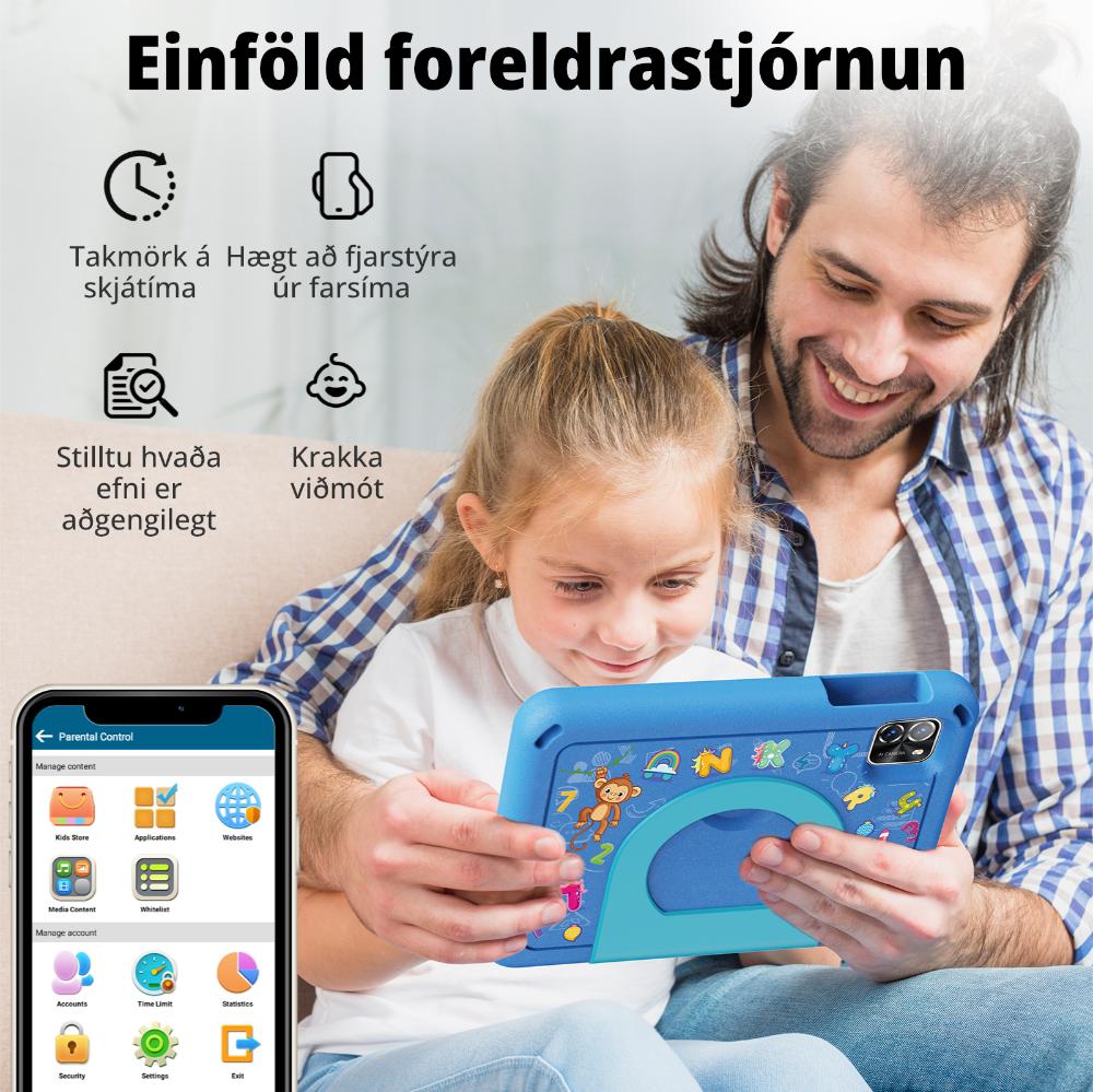 Pritom Kid Tab B7K 7" HD 8-kjarna 3/64GB Android 15 spjaldtölva með bumper, Blá - image 6 [bb26943995]