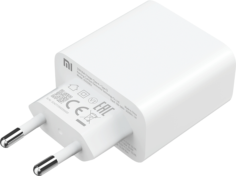 33W Xiaomi 1x USB-C, 1x USB-A PD hleðslutæki, hvítt - image 2 [5f794442b6]