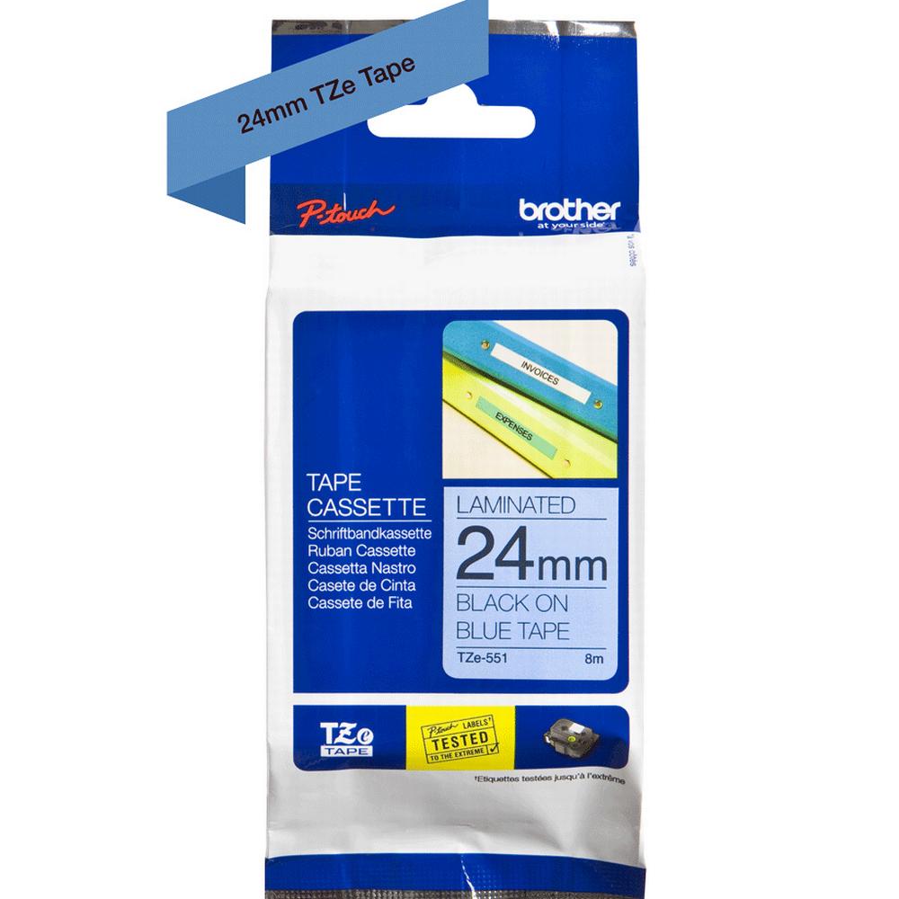 Brother TZe551 límborði, 24mm x 8m, svart á bláu - image 8 [f91458d102]