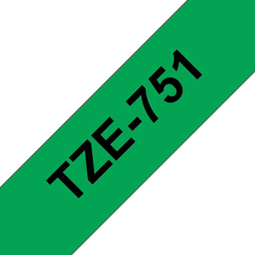 Brother TZe751 límborði, 24mm x 8m, svart á grænu - image 4 [8d953c5c22]