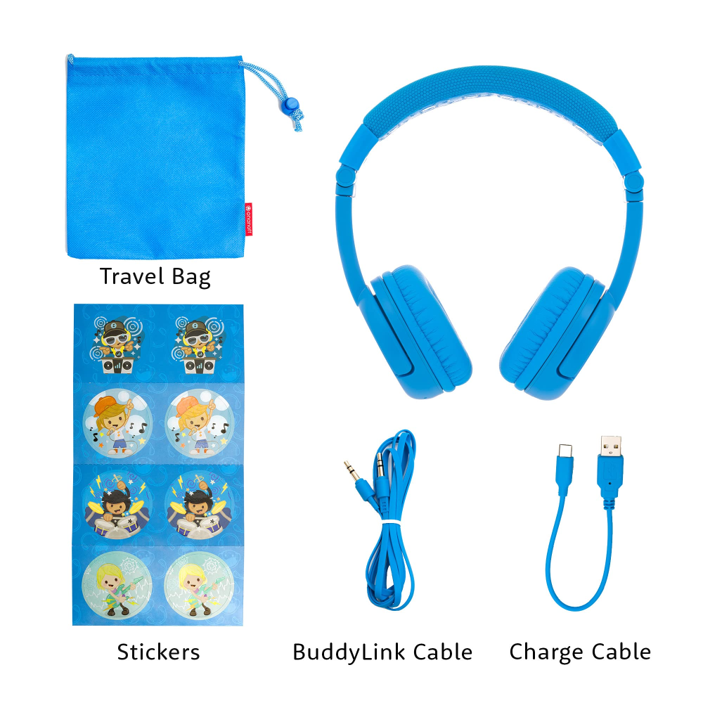 BuddyPhones Play+ þráðlaus BT krakkaheyrnartól, blá - image 3 [7ad9008723]