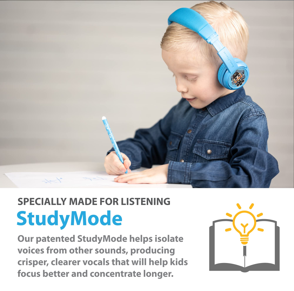 BuddyPhones Play+ þráðlaus BT krakkaheyrnartól, blá - image 4 [7d92bb72f1]