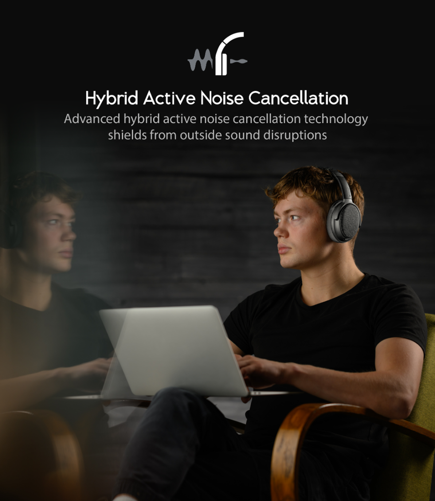 OnAnOff Fokus+ Þráðlaus Hybrid ANC Heyrnartól með hleðslustandi, grá - image 10 [4450c7dd33]