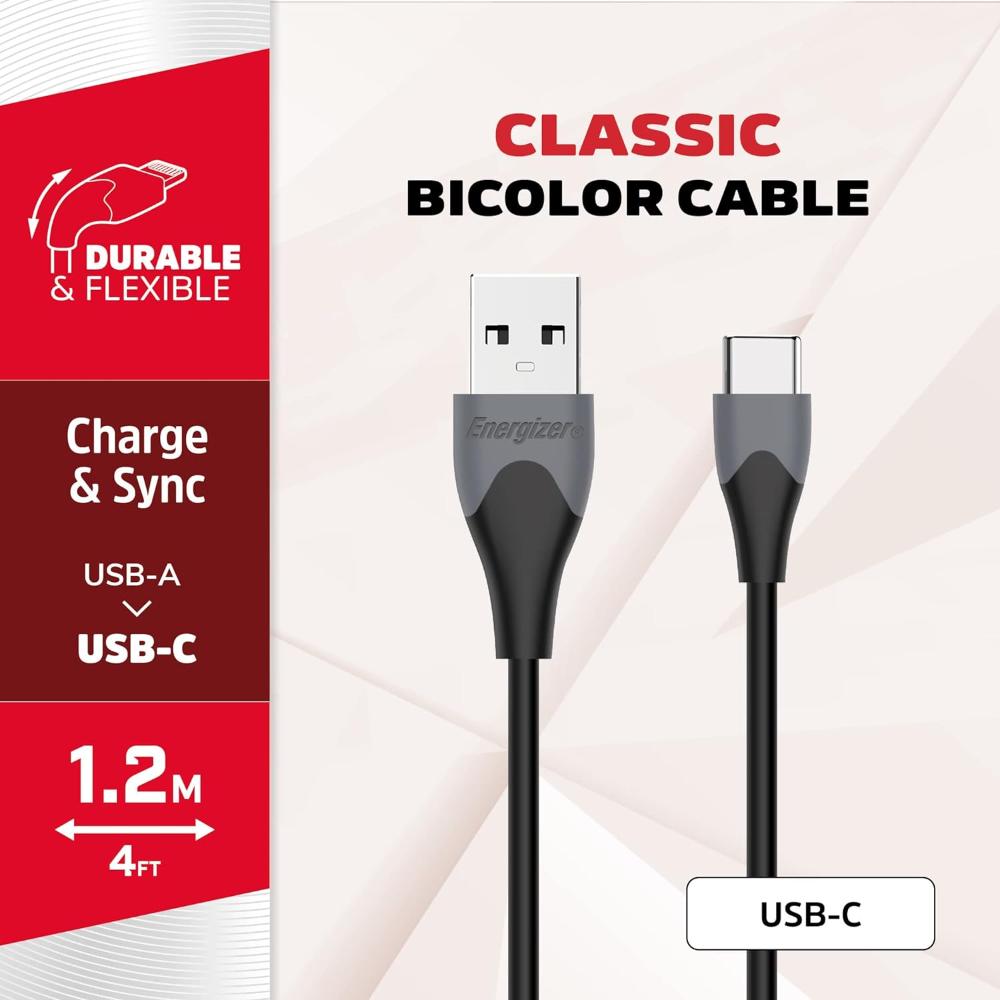 Energizer USB 2.0 A í C kapall, 1,2 metrar, grár - image 3 [c526446e7e]