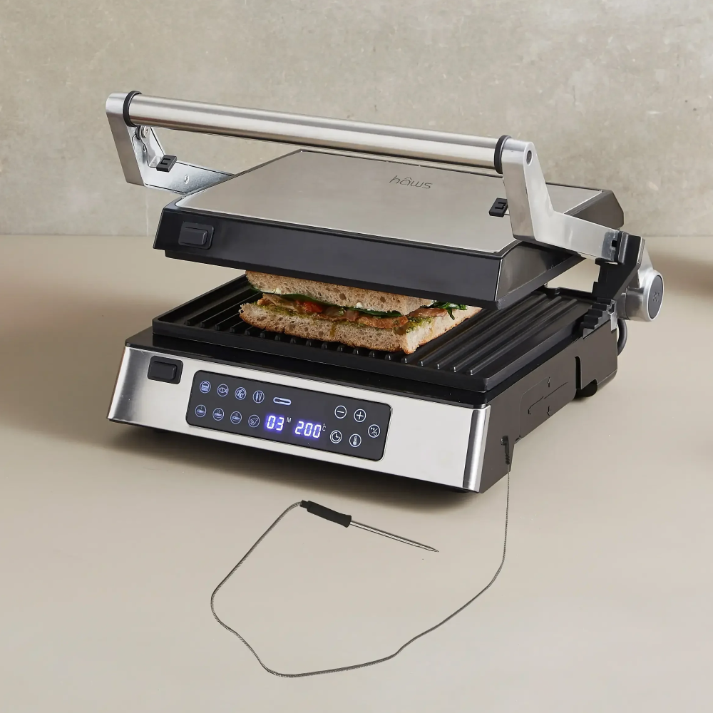 Haws samlokugrill, non-stick húðun, 105-180°c, 2000W, LED skjár, silfurlitað - image 2 [e084c318ce]