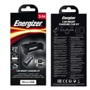 12W Energizer 2x USB-A hleðslutæki í bíl með festingu fyrir snjallsíma og Micro-B kapli, svart - image 3 [007ed6f47c]