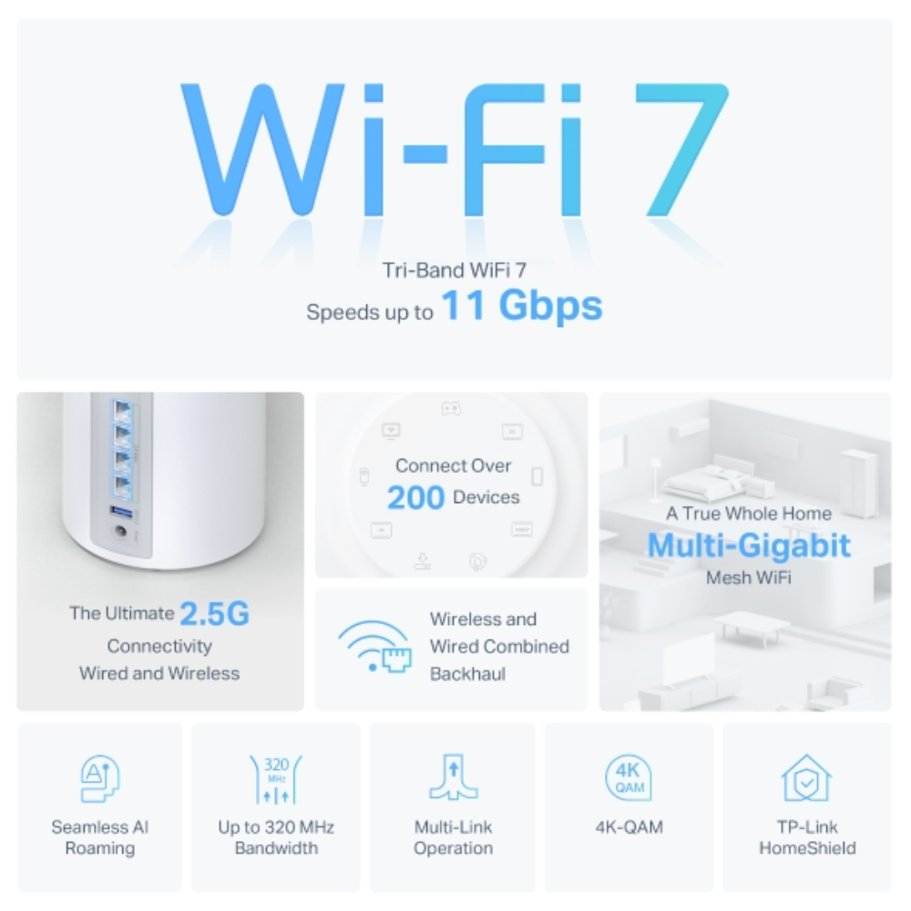 TP-Link Deco BE65 þráðlaus Wifi 7 Mesh Router, 2 einingar - image 4 [149429b06d]