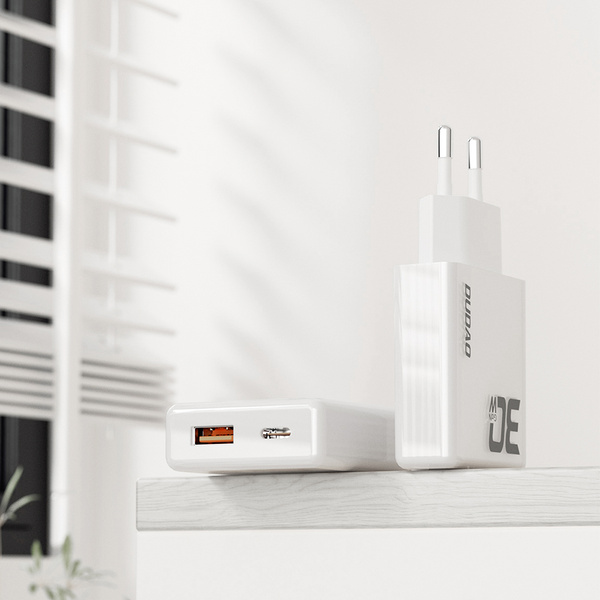 30W Dudao A30 1x USB-C, 1x USB-A GaN hleðslutæki, hvítt - image 3 [d8c576c5e8]