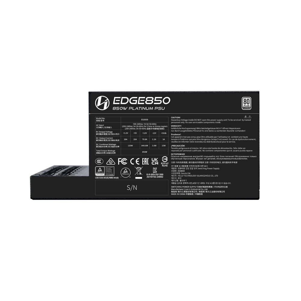 Lian-Li Edge 850W 80+ Platinum ATX 3.1 aflgjafi, svartur - image 4 [8546ddb97f]
