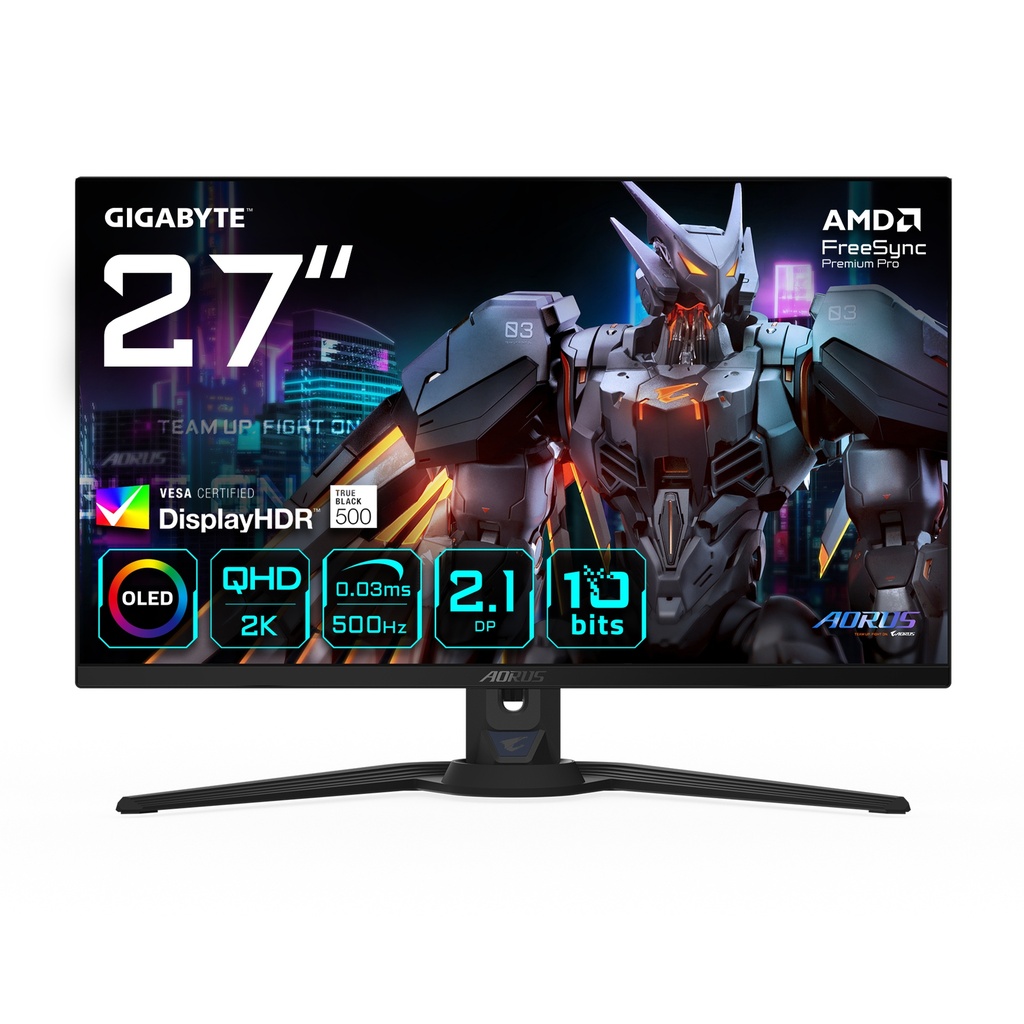 Gigabyte Aorus FO27Q5P 27" QHD QD-OLED 500Hz KVM leikjaskjár, svartur - image 2 [8e995331b5]