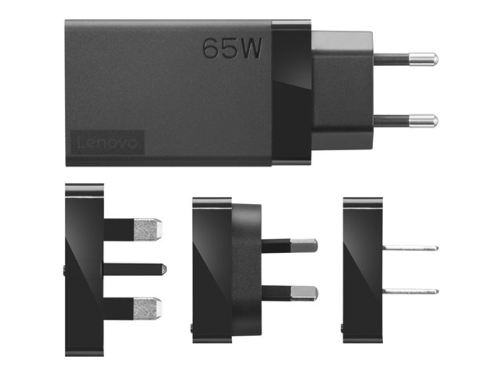 65W Lenovo USB-C PD EU/UK/US ferðahleðslutæki með USB-C kapli, svart - image 3 [3f637d3073]
