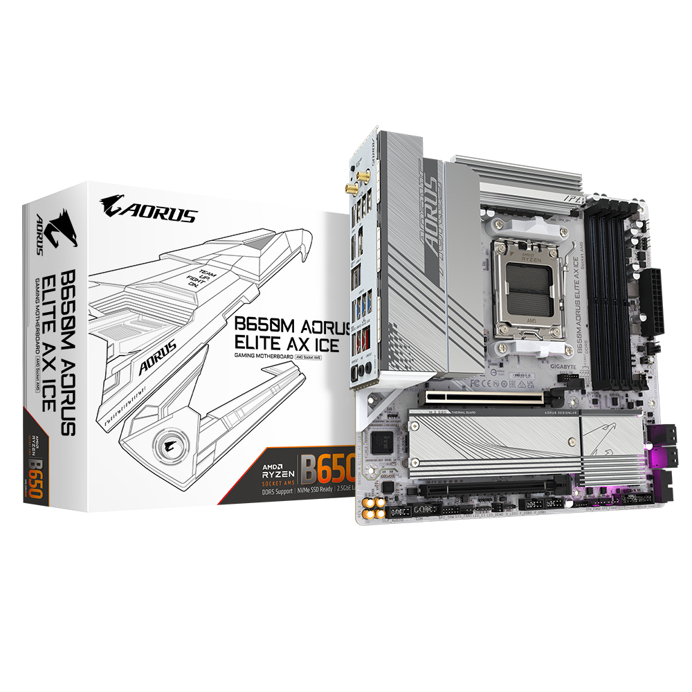 Gigabyte B650M Aorus Elite AX ICE DDR5 móðurborð, hvítt - image 2 [6d5704d3ab]