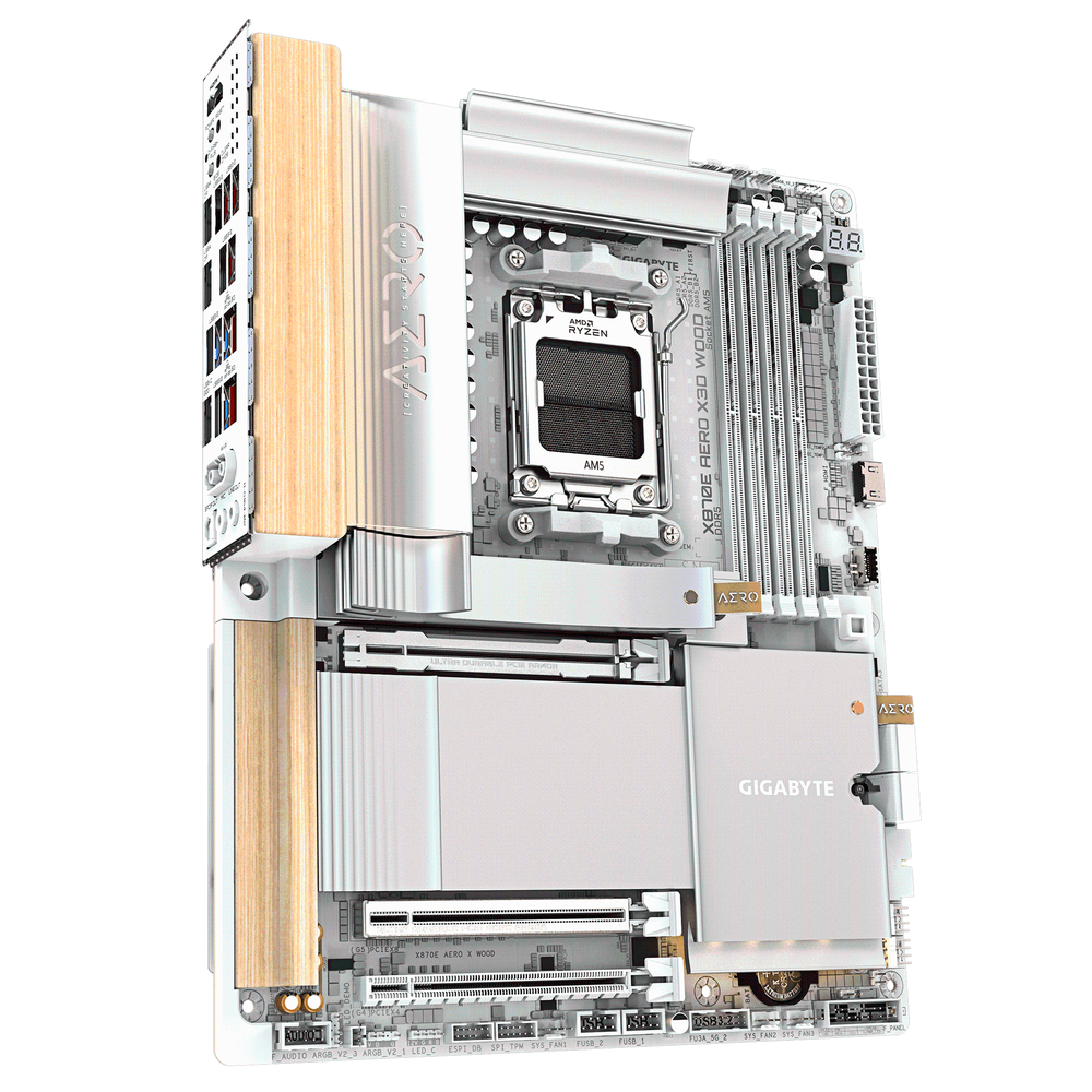 Gigabyte X870E Aero X3D X Wood DDR5 móðurborð, silfur/viðarlitur - image 3 [d9694468d1]