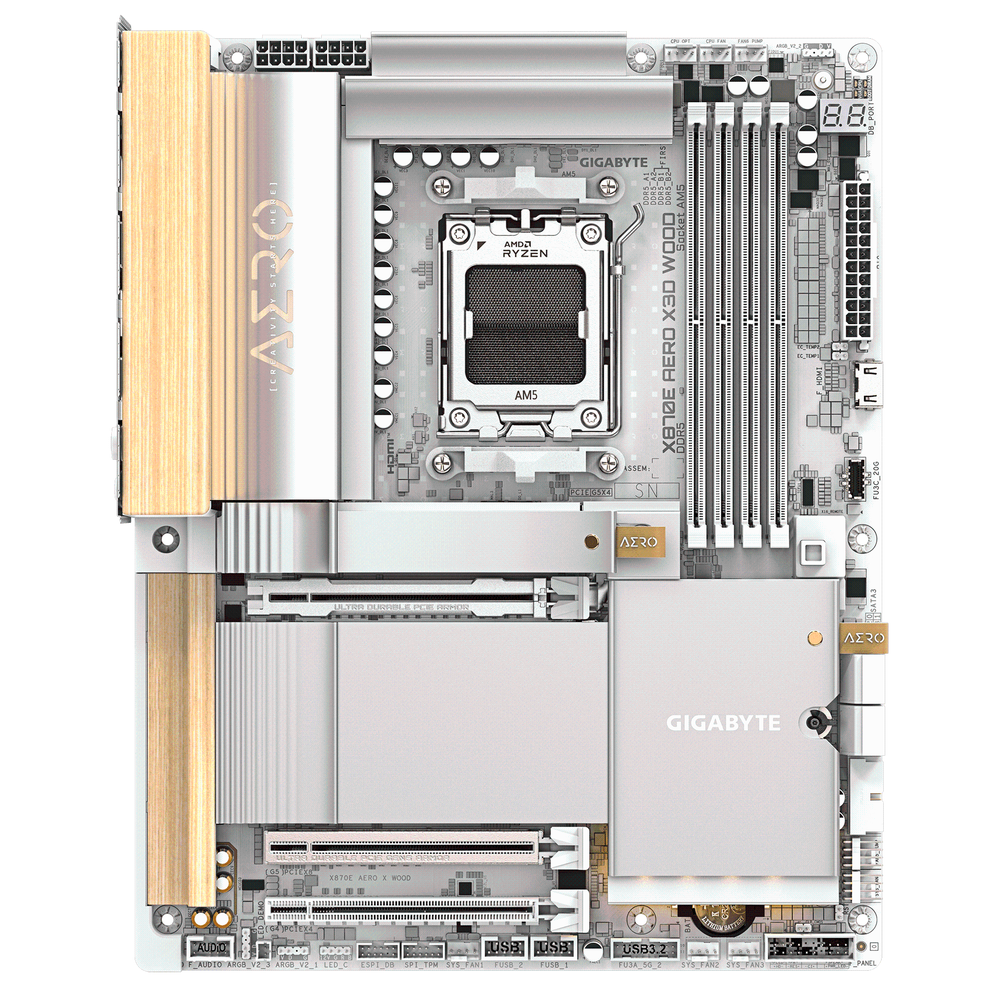 Gigabyte X870E Aero X3D X Wood DDR5 móðurborð, silfur/viðarlitur - image 8 [ade84b6c51]