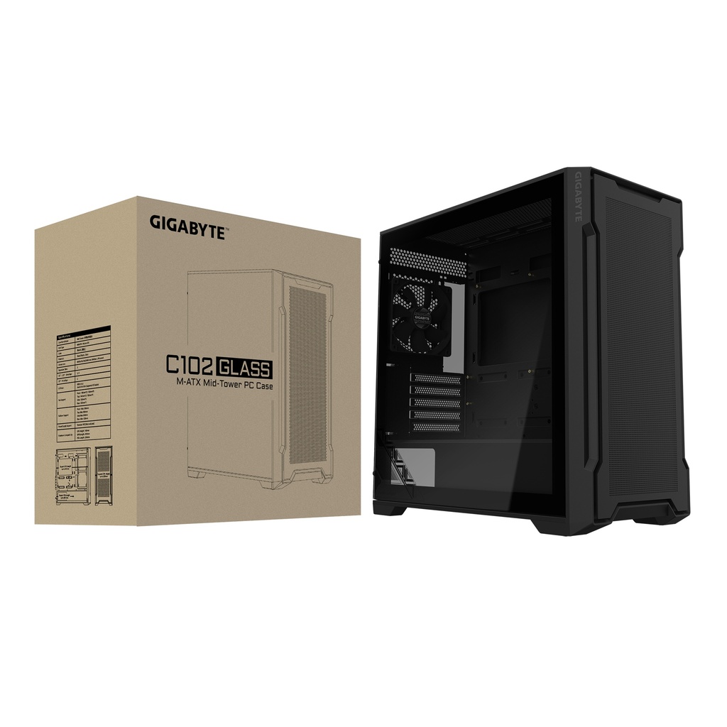 Gigabyte C102G mATX turnkassi með glugga, svartur - image 15 [240fe98fc3]