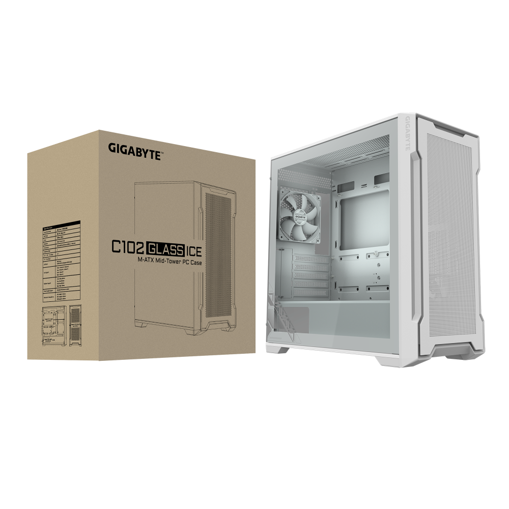 Gigabyte C102GI mATX turnkassi með glugga, hvítur - image 8 [0708e33217]