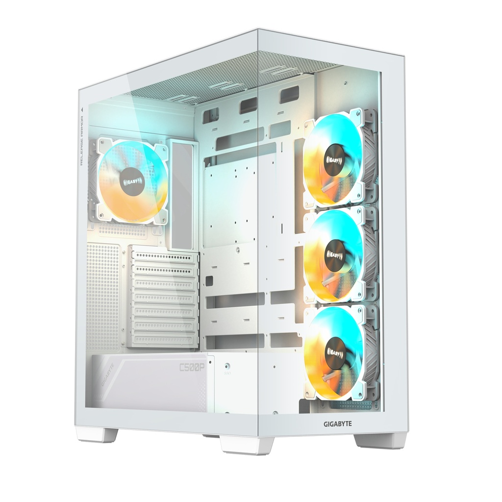 Gigabyte C500 Panoramic Stealth ATX turnkassi með glugga, hvítur - image 2 [50d752031e]