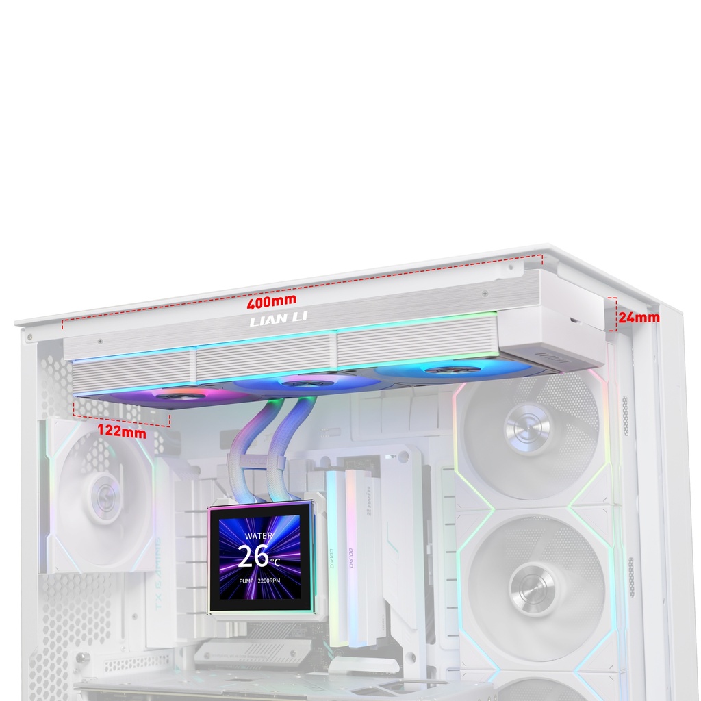 Lian-Li HydroShift II LCD-S 360mm RGB AIO vatnskæling, hvít - image 9 [5dd70d59dd]
