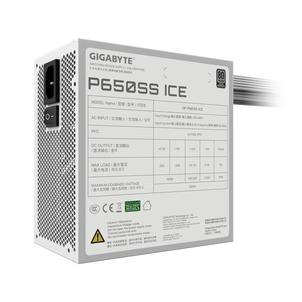Gigabyte GP-P650SS Silver ICE 650W ATX 3.0 aflgjafi, 3 ára ábyrgð - Hvítur - image 12 [4d2b04c306]