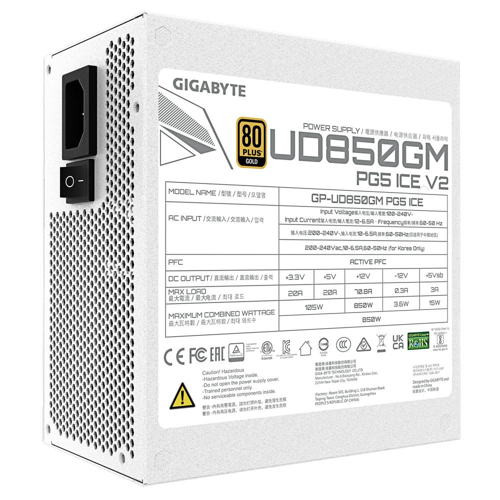 Gigabyte Ultra Durable Gold 850W ATX 3.1 aflgjafi, 5 ára ábyrgð - Hvítur - image 12 [0dd43b5a04]