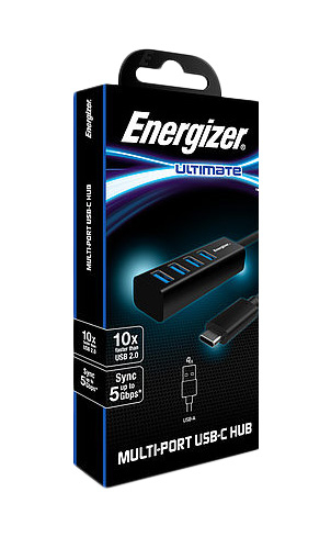 Energizer USB-C í 4x USB-A HUB, svartur - image 2 [5673b706f2]