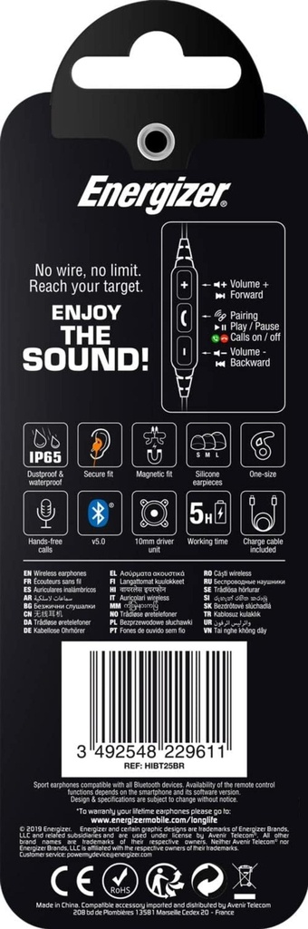 Energizer HIBT25 þráðlaus Bluetooth íþróttaheyrnartól, Svört - image 3 [46669fa63c]