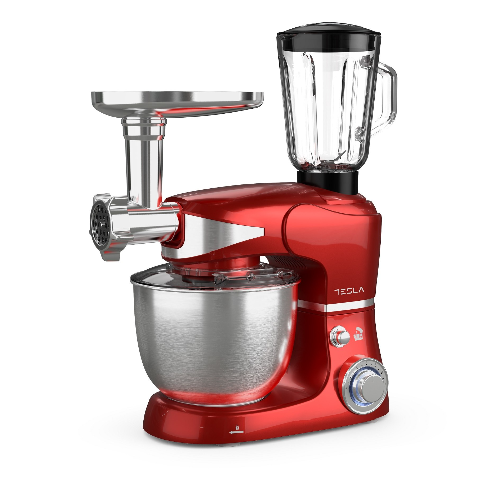 Tesla 3in1 Kitchen Robot hrærivél, 5L hræriskál, 1.5L blandari, Hakkavél, 1000W, Metalic rauð - image 2 [9756bbc068]