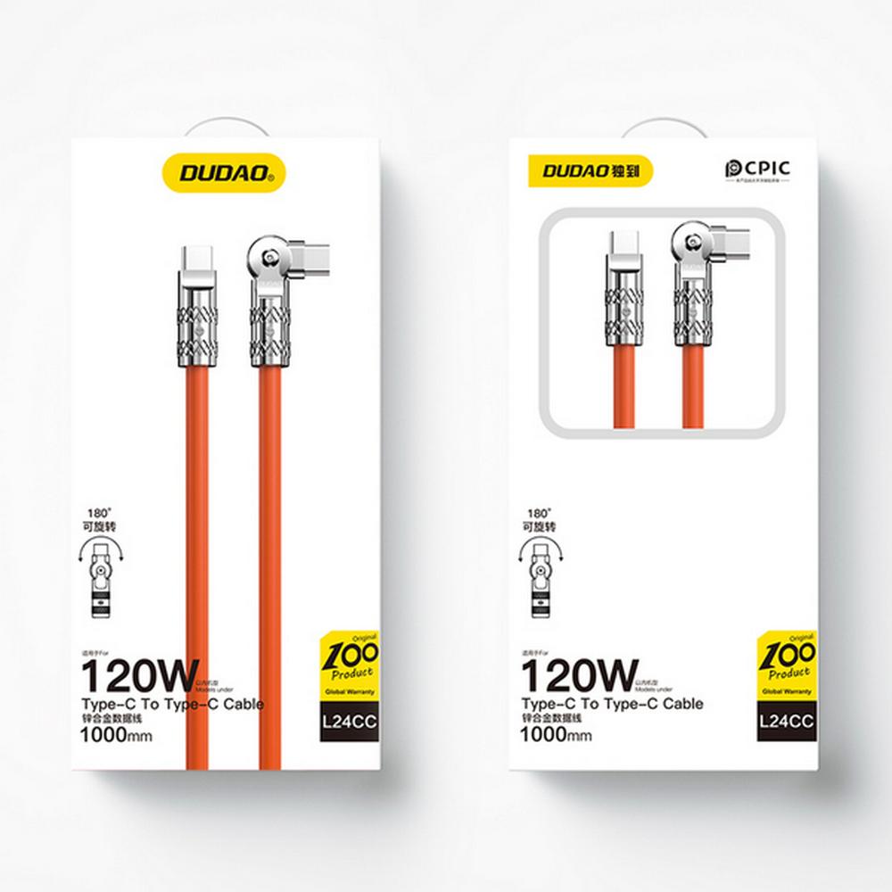 Dudao USB-C í USB-C 120W 180° hleðslukapall 1m, appelsínugulur - image 8 [74862d031e]