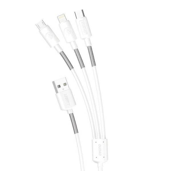 Dudao 3in1 USB-A í Lightning/Micro/USB-C hleðslukapall 1.2m, hvítur - image 2 [348c57ef7f]