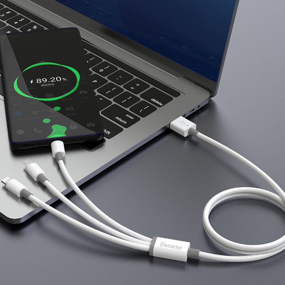 Dudao 3in1 USB-A í Lightning/Micro/USB-C hleðslukapall 1.2m, hvítur - image 10 [287c9c4c70]
