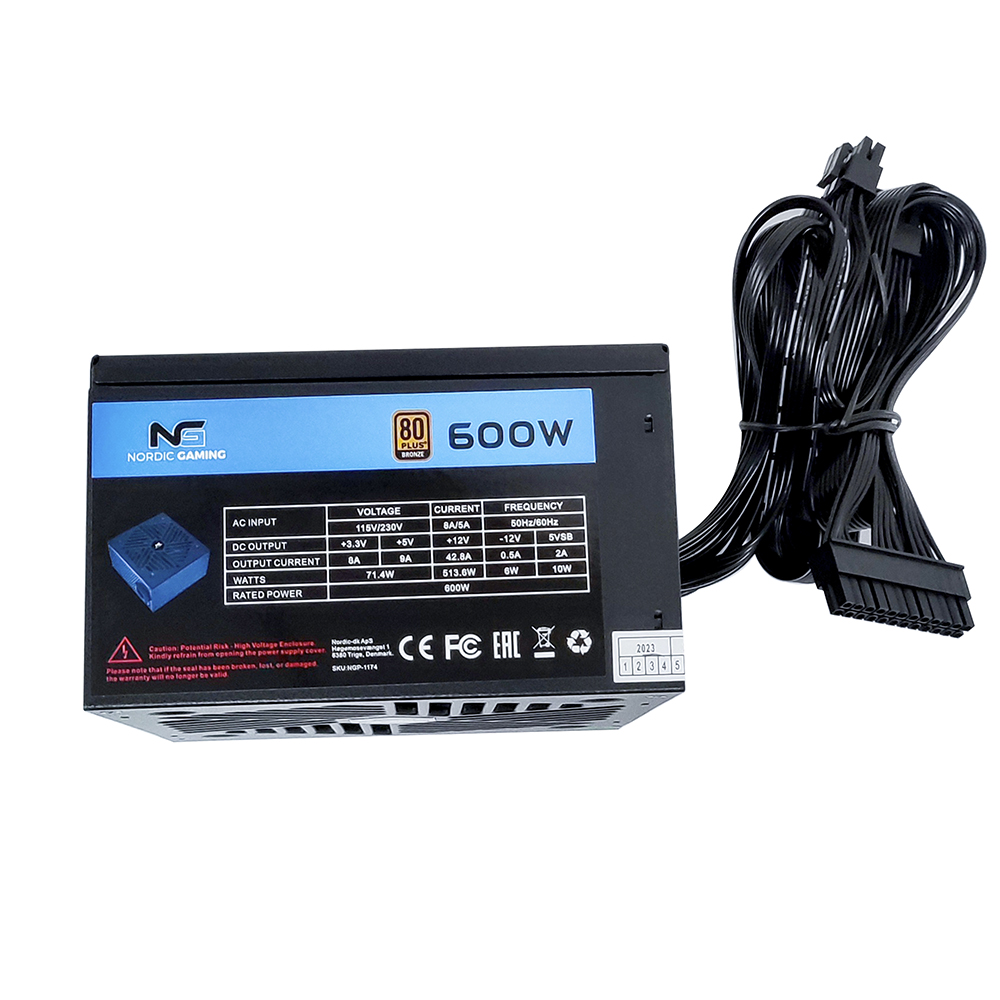 Nordic Gaming 600W 80+ Bronze Semi-Modular aflgjafi, svartur - image 4 [87b631fbab]