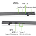 Acer Aspire 16 AI+ fartölva, 16" FHD+120 Ryzen AI-5-340 16/512GB W11, nps, Stál grá - image 7 [25a0d5d8e1]